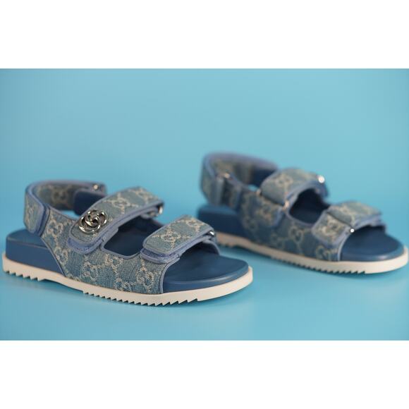 Gucci Moritz GG Open Toe Logo Dad Sandals SZ 36 NIB Denim $720 - Picture 9 of 12